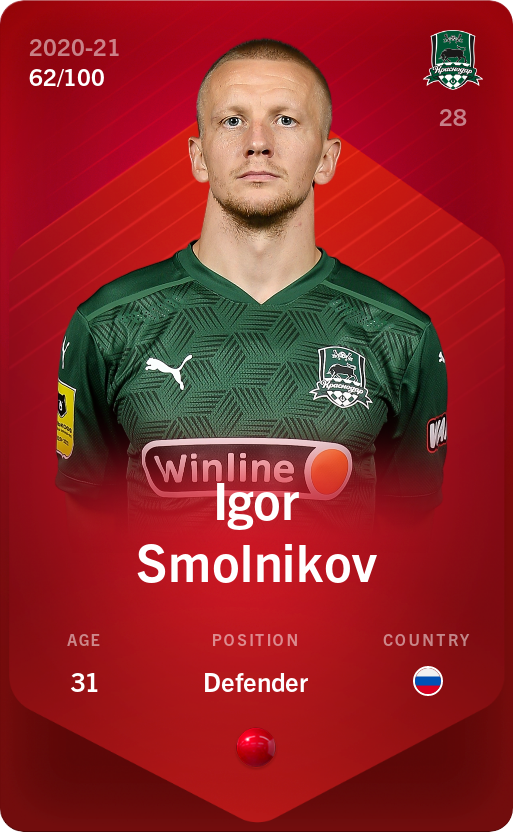 Sorare - Sorare Official - Igor Smolnikov 2020-21 • Rare 62/100 - NFT # 72005120240862763491588582134302366356330637992809348151467381025578633899255