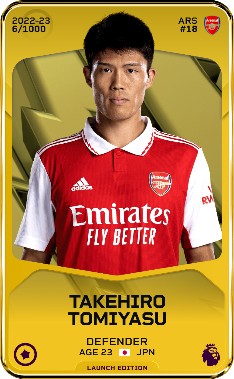 Sorare - Sorare Official - Takehiro Tomiyasu 2022-23 • Limited 6/1000 - NFT # 107566729764599492124011691588795136393170835274667062437404560794890365189763