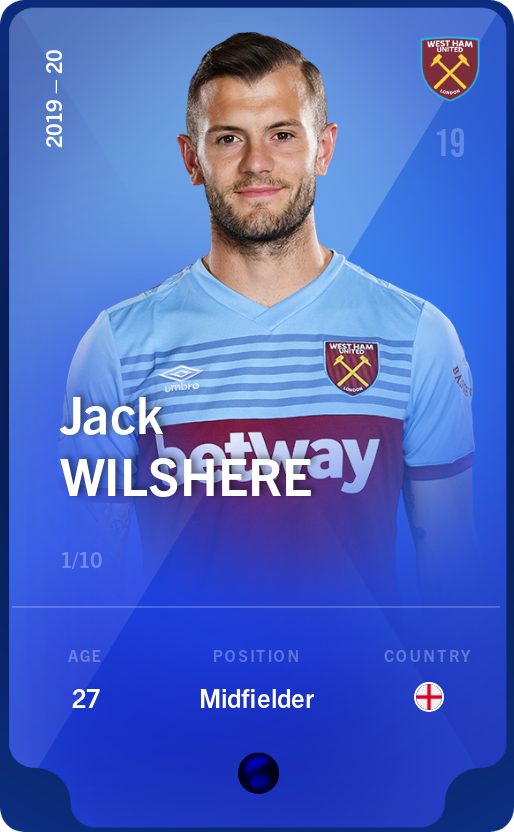 Sorare - Sorare Official - Jack Wilshere 2019-20 • Super Rare 1/10 - NFT # 73725893489393219654622077294466739290656102887126165601745183867020040014704