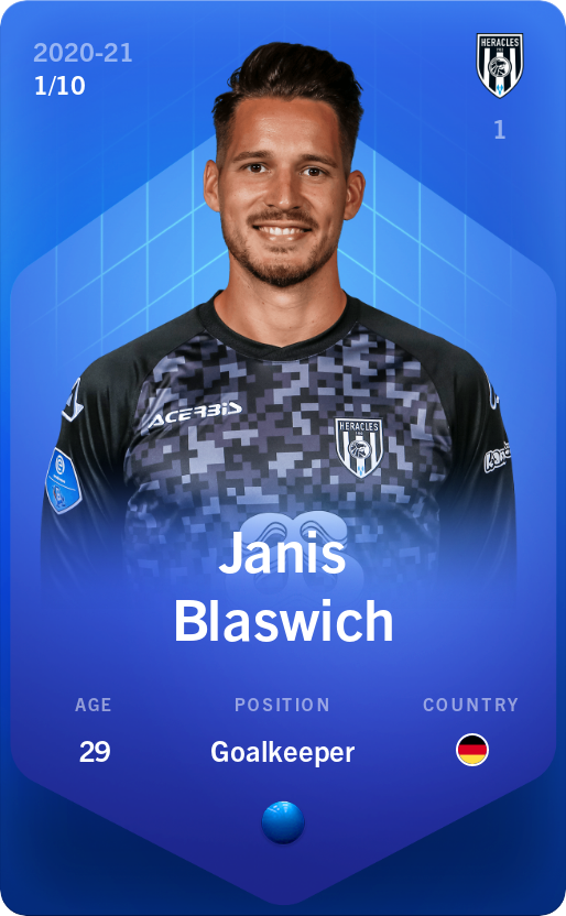 Sorare - Sorare Official - Janis Blaswich 2020-21 • Super Rare 1/10 - NFT # 34217020153635962259718176599926370027611253985724928024764662681546938890049