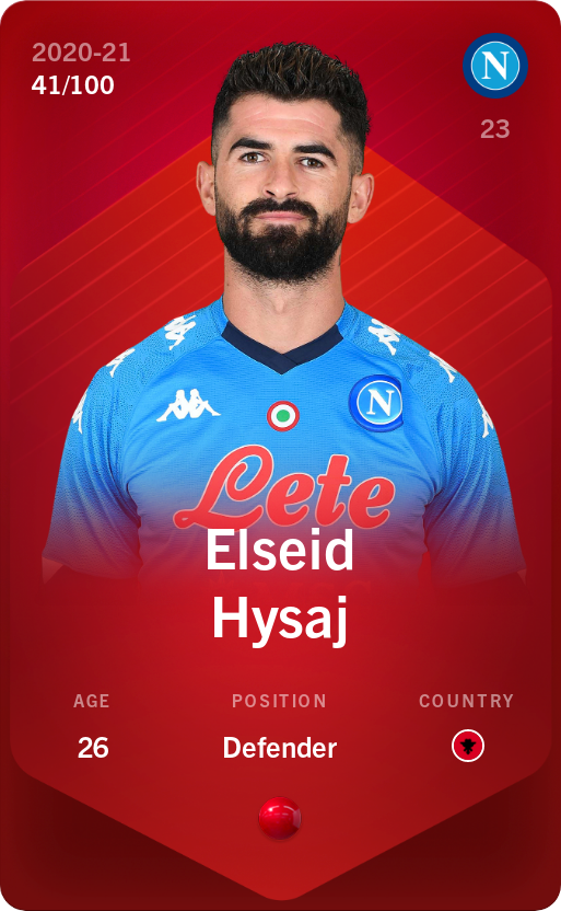 Sorare - Sorare Official - Elseid Hysaj 2020-21 • Rare 41/100 - NFT # 79285646565585544597578246311847252917006335681155647707395934789587831574198