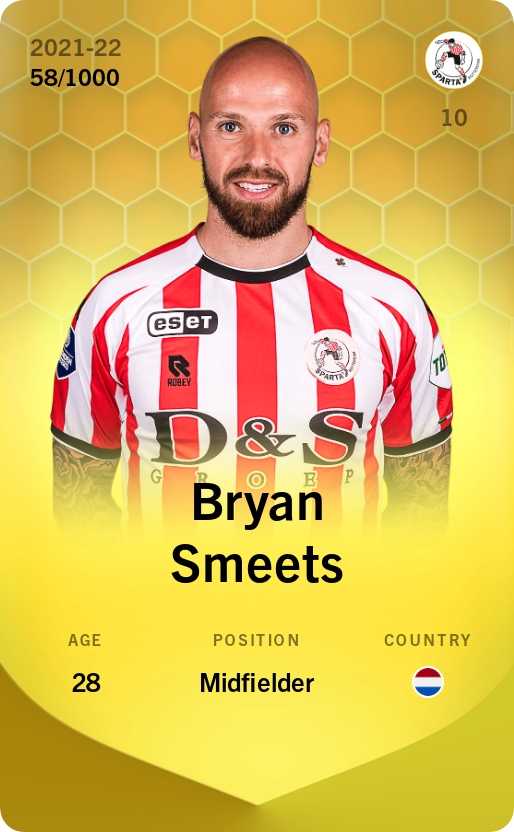 Sorare - Sorare Official - Bryan Smeets 2021-22 • Limited 58/1000 - NFT # 93882087352582364177447862299409491709435846944694958848242256467123042033370