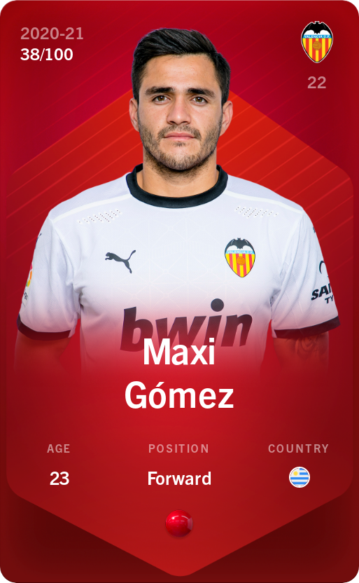 Sorare - Sorare Official - Maxi Gómez 2020-21 • Rare 38/100 - NFT # 17317529641160995894376413036643679241156997432339732350646989240758728759184
