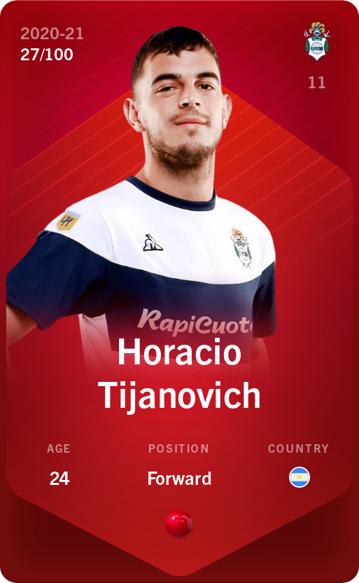 Sorare - Sorare Official - Horacio Tijanovich 2020-21 • Rare 27/100 - NFT # 112472213327509494963426324763000810594827736586189036195493337611144583435255