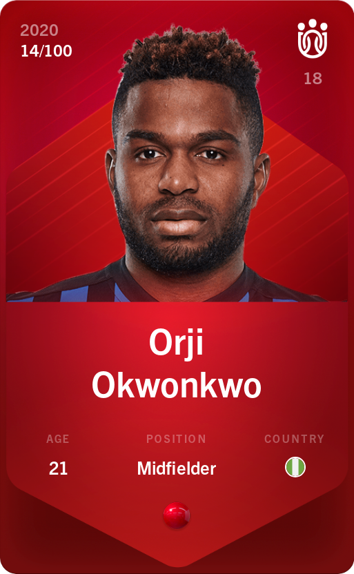 Sorare - Sorare Official - Orji Okwonkwo 2020-21 • Rare 14/100 - NFT # 79855192702732294559774811443860935126632760531833766354986918003565492873596