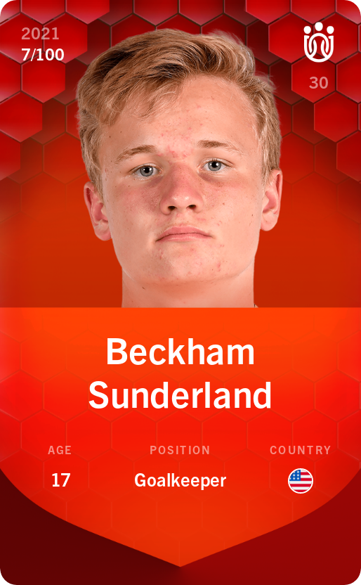 Sorare - Sorare Official - Beckham Sunderland 2021-22 • Rare 7/100 - NFT # 62164971111357419762633901207356314932553871424775980505819491159179207026002