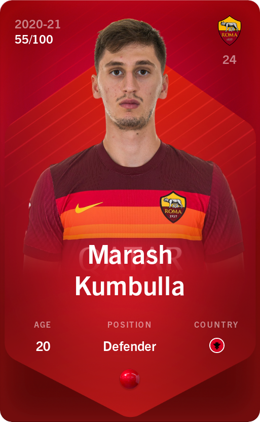 Sorare - Sorare Official - Marash Kumbulla 2020-21 • Rare 55/100 - NFT # 80631668379780762345373012556822373177685067978685674548540028682594925080165