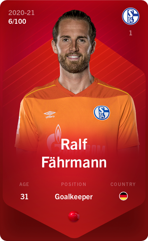 Sorare - Sorare Official - Ralf Fährmann 2020-21 • Rare 6/100 - NFT # 35633796777128066424897483670882336414349726064232967845348255781820925742775