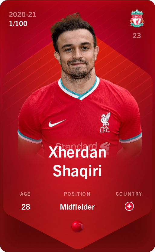 Sorare - Sorare Official - Xherdan Shaqiri 2020-21 • Rare 1/100 - NFT # 8413794372021108668497356276576277927587600727825024694751397535592437742616
