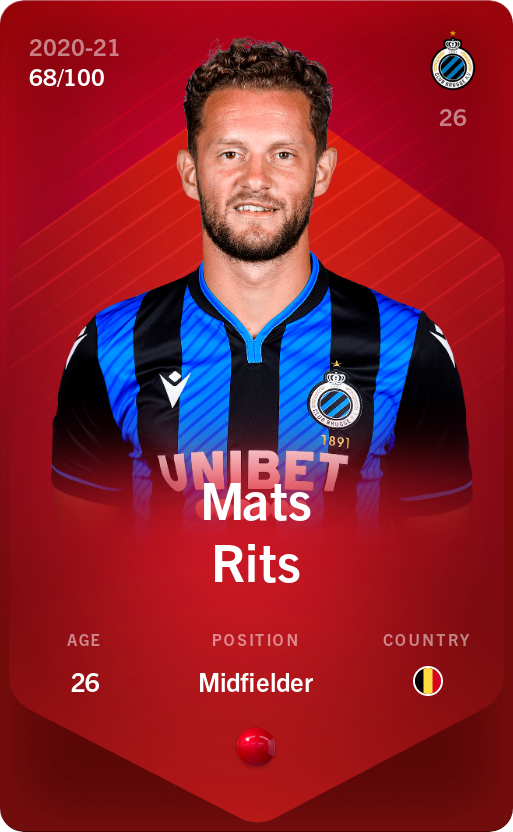 Sorare - Sorare Official - Mats Rits 2020-21 • Rare 68/100 - NFT # 5766315739762805599396672556827254090554618902915172940148836945451479971829