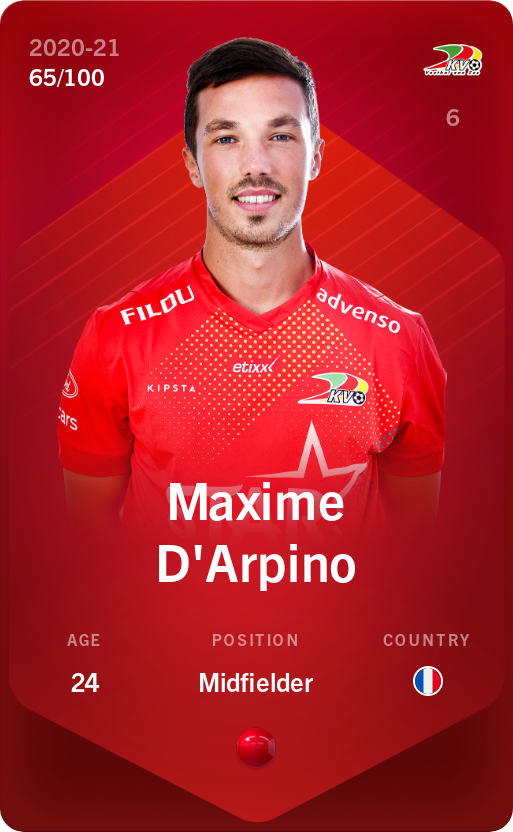 Sorare - Sorare Official - Maxime D'Arpino 2020-21 • Rare 65/100 - NFT # 17100858191528806655692489766868746129255839501784342772901618014634514294535
