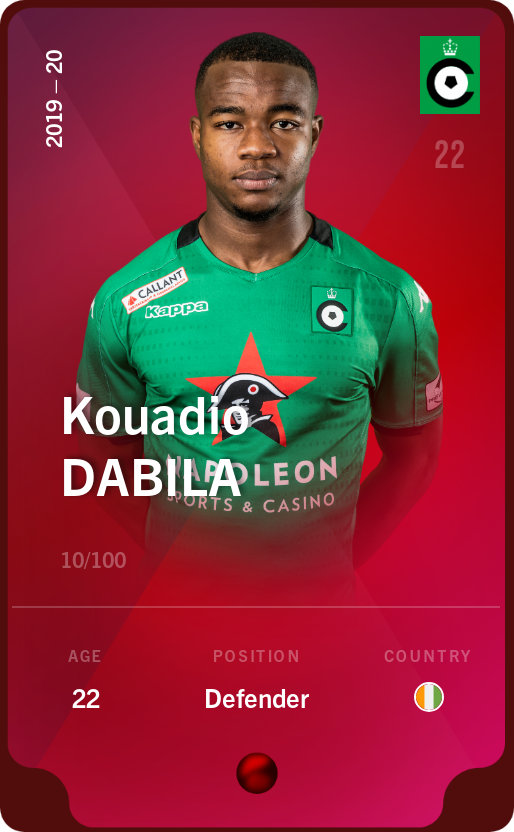 Sorare - Sorare Official - Kouadio Dabila 2019-20 • Rare 10/100 - NFT # 33336911725134746833484198696579099982220146352223468116965494301308048411175