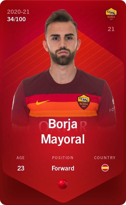 Sorare - Sorare Official - Borja Mayoral 2020-21 • Rare 34/100 - NFT # 94870292899335063821040753628922401013484666149835493469253441392673061773275
