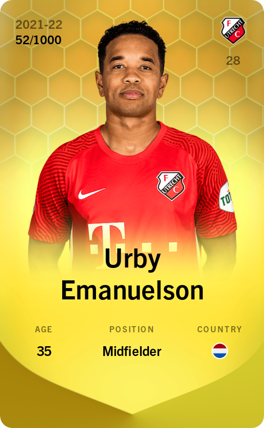 Sorare - Sorare Official - Urby Emanuelson 2021-22 • Limited 52/1000 - NFT # 77073007224100043104659590527443577001931384968167926790957721954667574302579