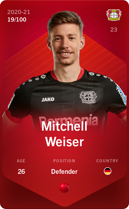 Sorare - Sorare Official - Mitchell Weiser 2020-21 • Rare 19/100 - NFT # 52551130671305063433866832569047686549203215126711538524880072424472365686610