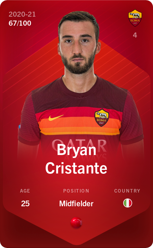Sorare - Sorare Official - Bryan Cristante 2020-21 • Rare 67/100 - NFT # 112263184391033269544425377142249800546476067234579185879965079414651012231881