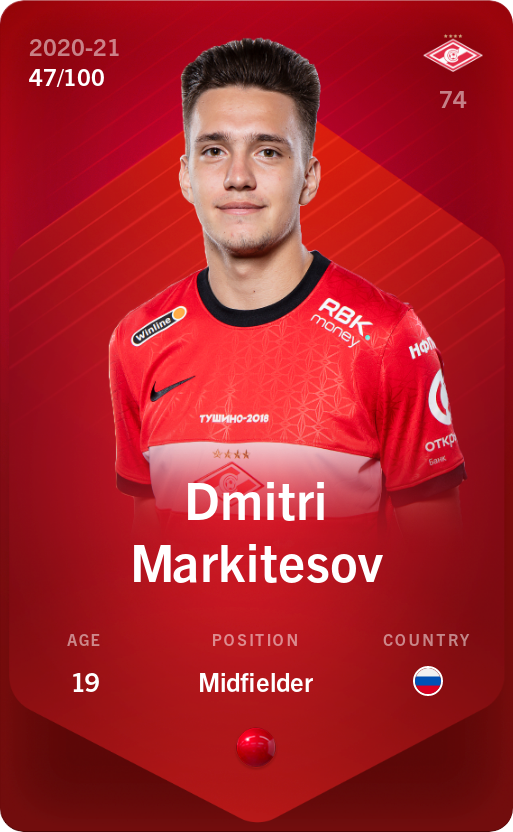 Sorare - Sorare Official - Dmitri Markitesov 2020-21 • Rare 47/100 - NFT # 23224999994808956774902074515296611310480536526947812594091421967212033306337