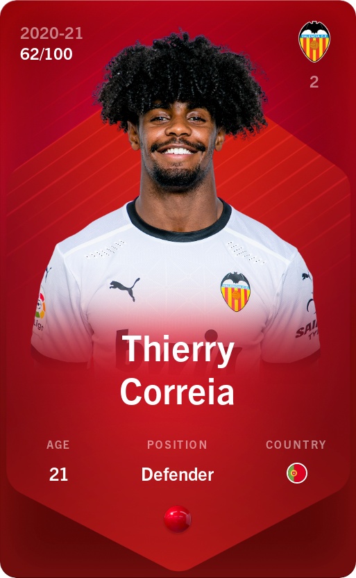 Sorare - Sorare Official - Thierry Correia 2020-21 • Rare 62/100 - NFT # 30054609821638873192874034105134625115539581923317761375332971800800182670261