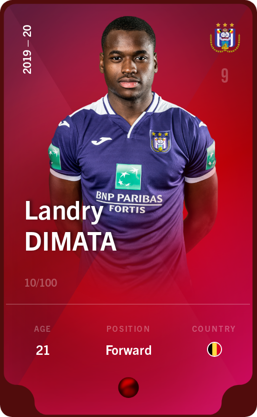 Sorare - Sorare Official - Landry Dimata 2019-20 • Rare 10/100 - NFT # 97370002496763621231692553451532282455801761004249491230949028731550373380959