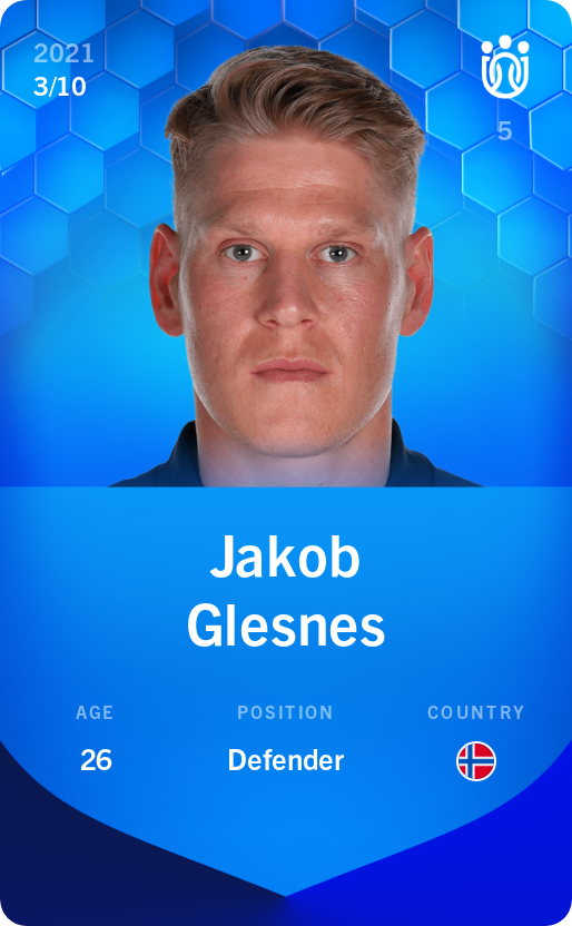 Sorare - Sorare Official - Jakob Glesnes 2021-22 • Super Rare 3/10 - NFT # 18357520810743453509589623441761004981473901255104353473429225806863733868540