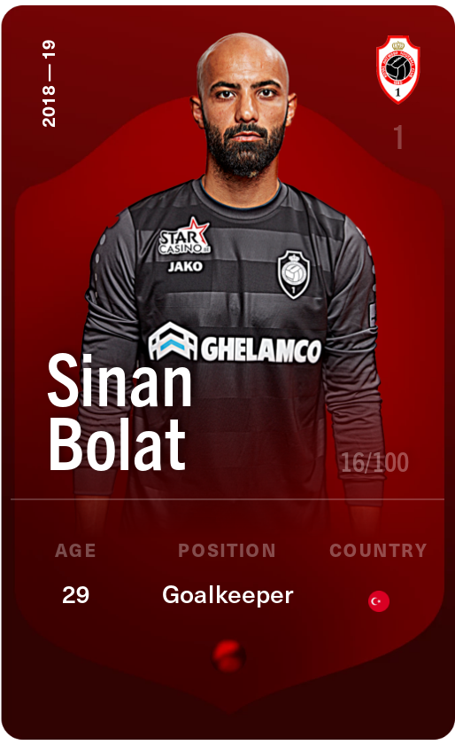 Sorare - Sorare Official - Sinan Bolat 2018-19 • Rare 16/100 - NFT # 73734618703567806888759137102236916837511366764736525623948161190298935185940