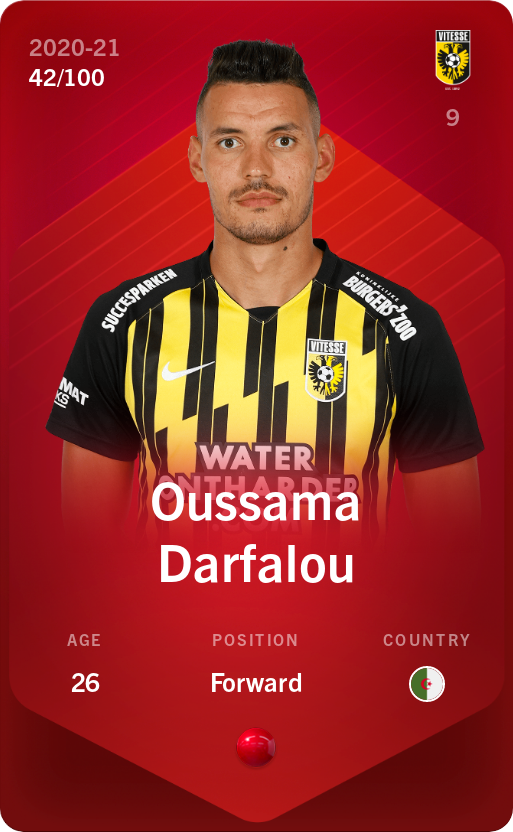 Sorare - Sorare Official - Oussama Darfalou 2020-21 • Rare 42/100 - NFT # 64192194388217386518360541143738534023955566966277287126529547548663696743305