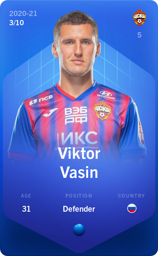 Sorare - Sorare Official - Viktor Vasin 2020-21 • Super Rare 3/10 - NFT # 18966882124579581453620792268654816773982710279416533156466303835128209838088