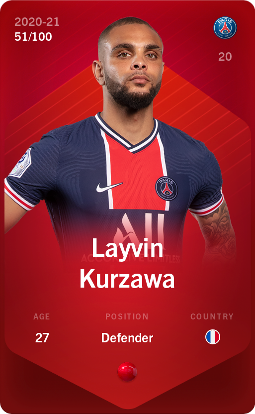 Sorare - Sorare Official - Layvin Kurzawa 2020-21 • Rare 51/100 - NFT # 69320245275600344184394289593116708159855635755951173701998836921083064728720