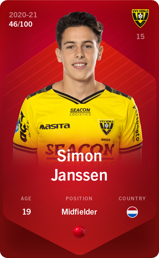 Sorare - Sorare Official - Simon Janssen 2020-21 • Rare 46/100 - NFT # 82486589885655801258234110790409913032695525512430038540469090962944733655338