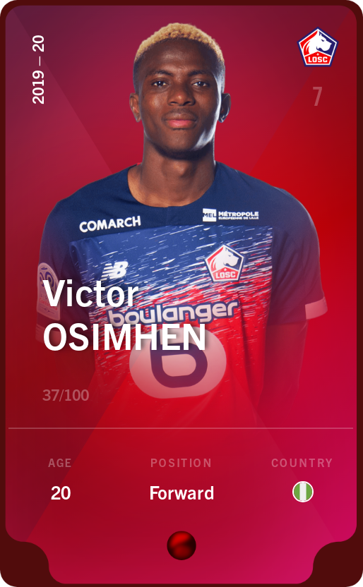 Sorare - Sorare Official - Victor Osimhen 2019-20 • Rare 37/100 - NFT # 18693148135526325339163577898798783094909121494295558977081420795311348970519