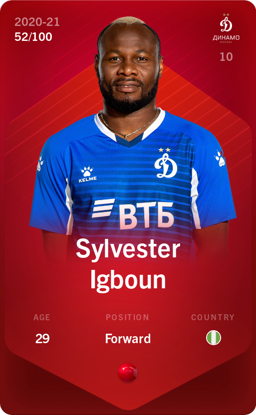 Sorare - Sorare Official - Sylvester Igboun 2020-21 • Rare 52/100 - NFT # 95873899616699903894022262277748196613891096094485631632760309074732145820292
