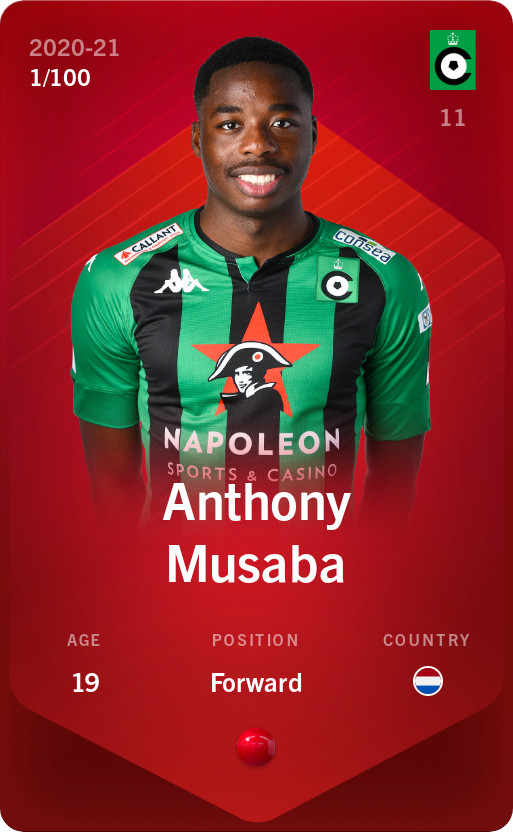 Sorare - Sorare Official - Anthony Musaba 2020-21 • Rare 1/100 - NFT # 33496657134390436011495106710578912637026106674763910648317965025390603281934