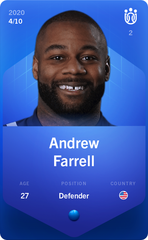 Sorare - Sorare Official - Andrew Farrell 2020-21 • Super Rare 4/10 - NFT # 40028258764264330113826660356775947310677650507479987827956071999772041759671
