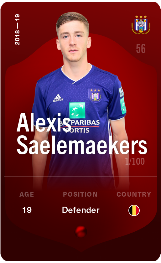 Sorare - Sorare Official - Alexis Saelemaekers 2018-19 • Rare 1/100 - NFT # 22221936187531294308592432187745904258533010387858415956581622975803752812491