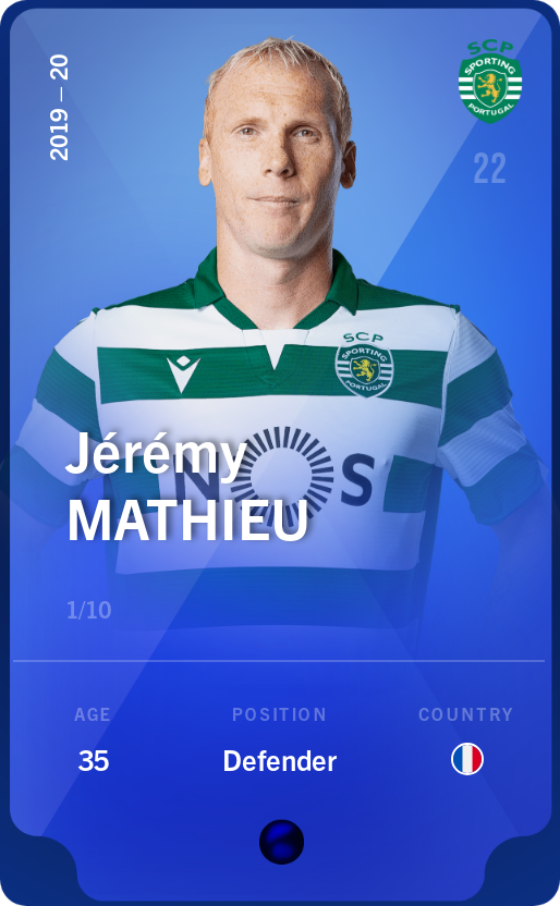 Sorare - Sorare Official - Jérémy Mathieu 2019-20 • Super Rare 1/10 - NFT # 18675912742026395808998494987733905592858745503626543689149359323669358381803