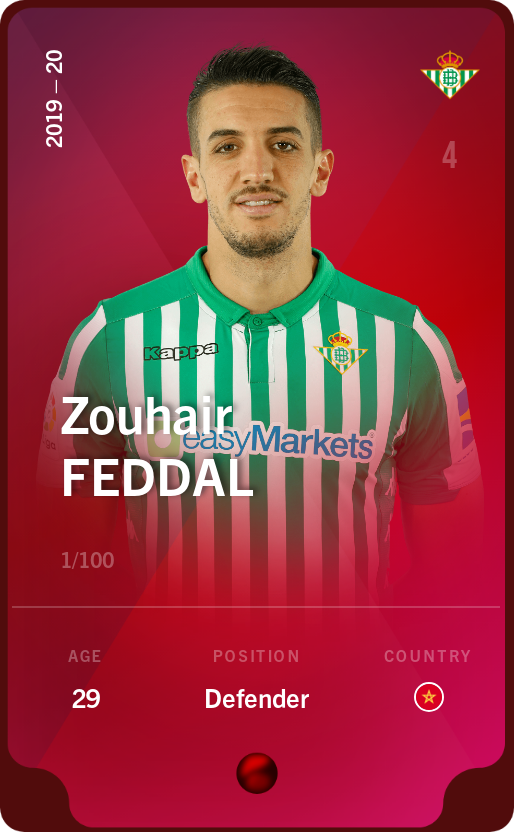 Sorare - Sorare Official - Zouhair Feddal 2019-20 • Rare 1/100 - NFT # 58778395100848414336554106233879319148767373694091667432468414568334736293010