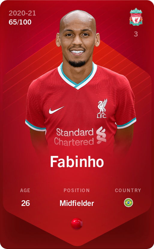 Sorare - Sorare Official - Fabinho 2020-21 • Rare 65/100 - NFT # 19561752226070722954231766259388874272984197088086283563330958055003444551181