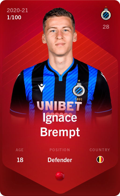 Sorare - Sorare Official - Ignace Brempt 2020-21 • Rare 1/100 - NFT # 11653073880802243227972335700161900580968589863589594822123321373993583212806