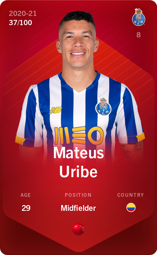 Sorare - Sorare Official - Mateus Uribe 2020-21 • Rare 37/100 - NFT # 23383651570894045193807688452760317765011004791957961491159501078002396975301