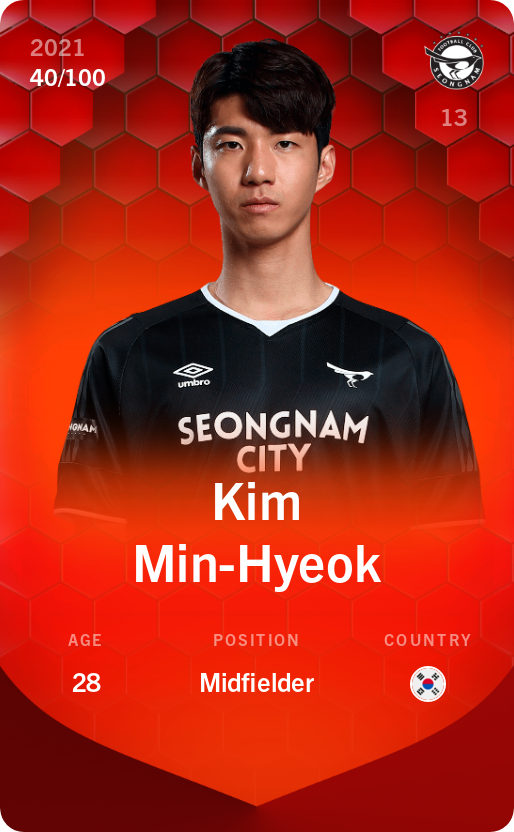 Sorare - Sorare Official - Kim Min-Hyeok 2021-22 • Rare 40/100 - NFT # 28449756764077547767908203450310992555921036851716473219384647082311322096533