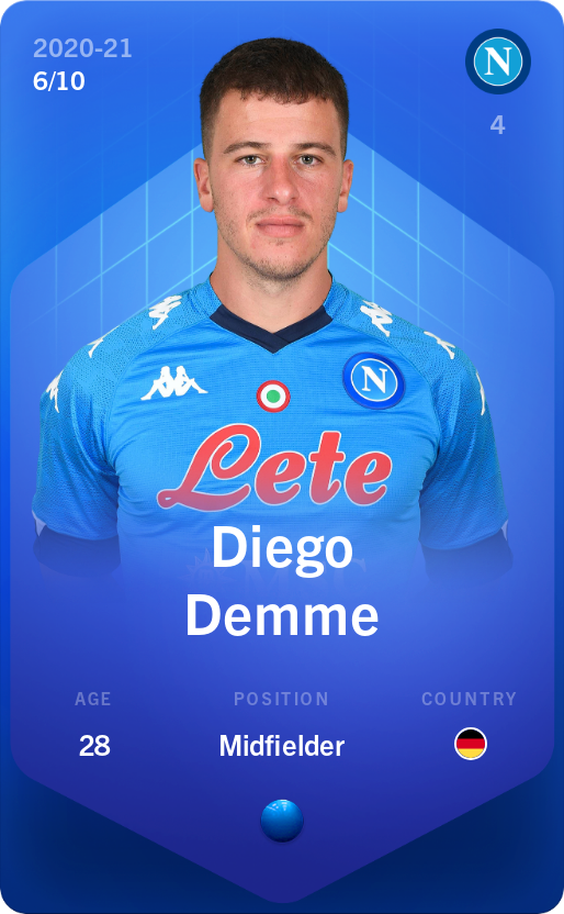 Sorare - Sorare Official - Diego Demme 2020-21 • Super Rare 6/10 - NFT # 25413961548786551876803800266907098290162354649968179013909885844727356911842