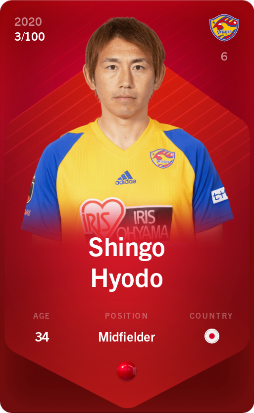 Sorare - Sorare Official - Shingo Hyodo 2020-21 • Rare 3/100 - NFT # 31754894945296528921501436701284369674368323646397797189310906494500642331812