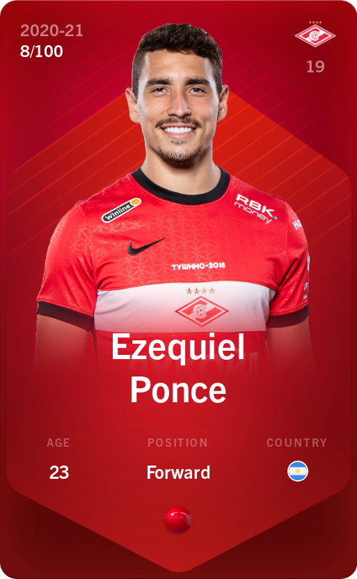 Sorare - Sorare Official - Ezequiel Ponce 2020-21 • Rare 8/100 - NFT # 111812848290627093473153492155029294554913951212989835025230030580082399764648