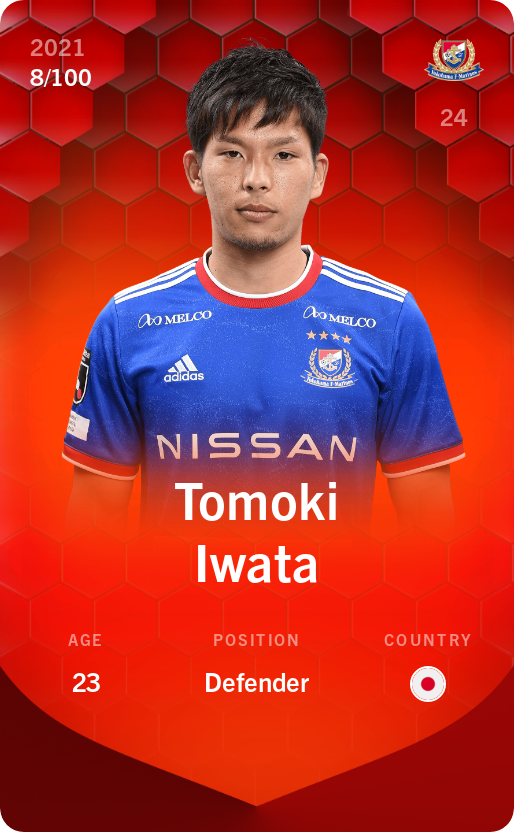 Sorare - Sorare Official - Tomoki Iwata 2021-22 • Rare 8/100 - NFT # 12176335236969525708025833618422780323525724371806307359622979236269138499352