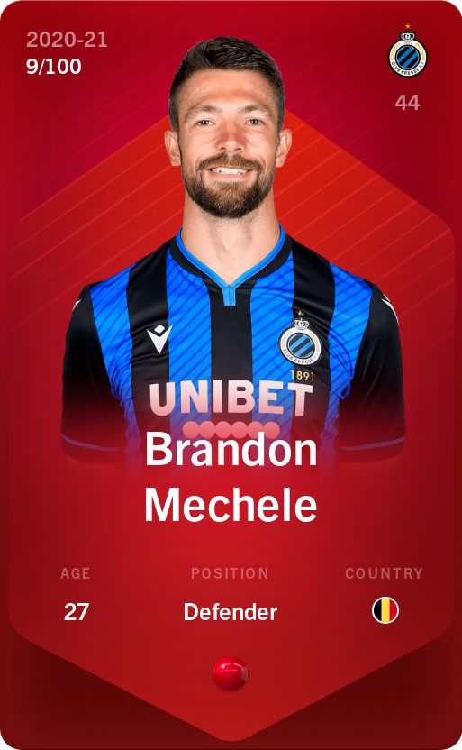 Sorare - Sorare Official - Brandon Mechele 2020-21 • Rare 9/100 - NFT # 33745897487890918544595527997335476289701379098004705255905890209457077346203