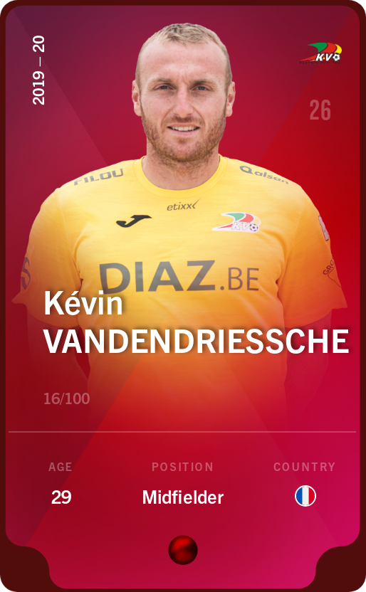 Sorare - Sorare Official - Kévin Vandendriessche 2019-20 • Rare 16/100 - NFT # 112975290733869398728082216390614735310211154715369453183519018011979572468355
