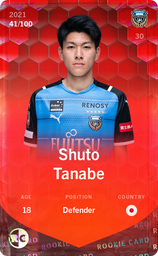 Sorare - Sorare Official - Shuto Tanabe 2021-22 • Rare 41/100 - NFT # 4282723530982903204660609630798472767838060957910859793615718958897661182101