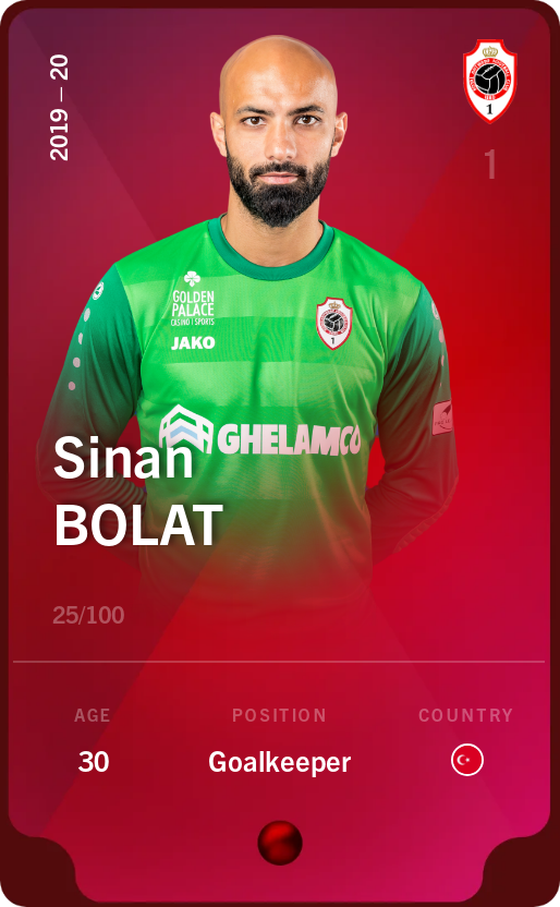 Sorare - Sorare Official - Sinan Bolat 2019-20 • Rare 25/100 - NFT # 71118905733449118916955080783851413552645443172055199305358939215611996835534