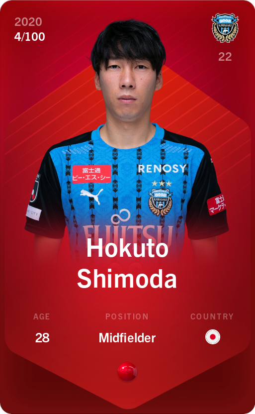 Sorare - Sorare Official - Hokuto Shimoda 2020-21 • Rare 4/100 - NFT # 102876364873072686934364661031749253511821329882019436600858494726867132876205