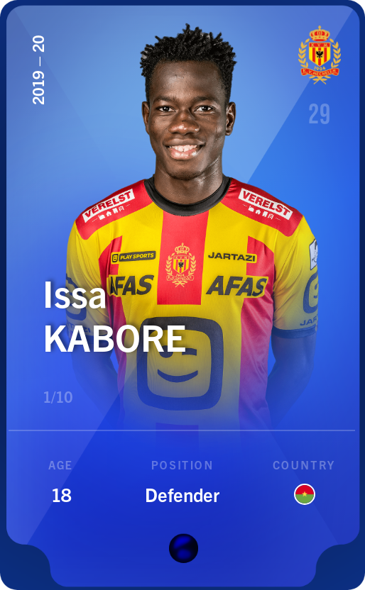 Sorare - Sorare Official - Issa Kabore 2019-20 • Super Rare 1/10 - NFT # 113990105530503640920752589309758835904923106416942011882250827484683592813298